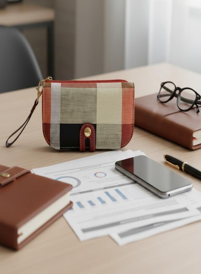 CoolKraft حقيبة يد صغيرة من CoolKraft مزودة بحزام للمعصم، مصنوعة من جلد البولي يوريثان، بلمسة نهائية غير لامعة، بتصميم ألوان متداخلة (لون الطين). - Image 4